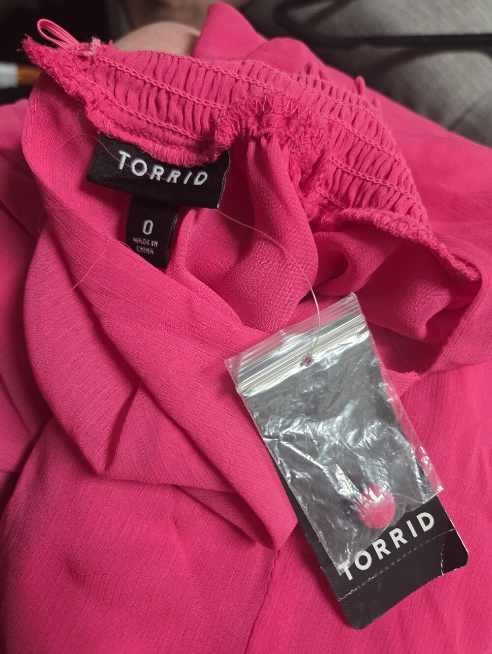 NWT Torrid Bright Pink Ruffle Tiered Long-Sleeve Tunic Size 0(XL) - Picture 2 of 7